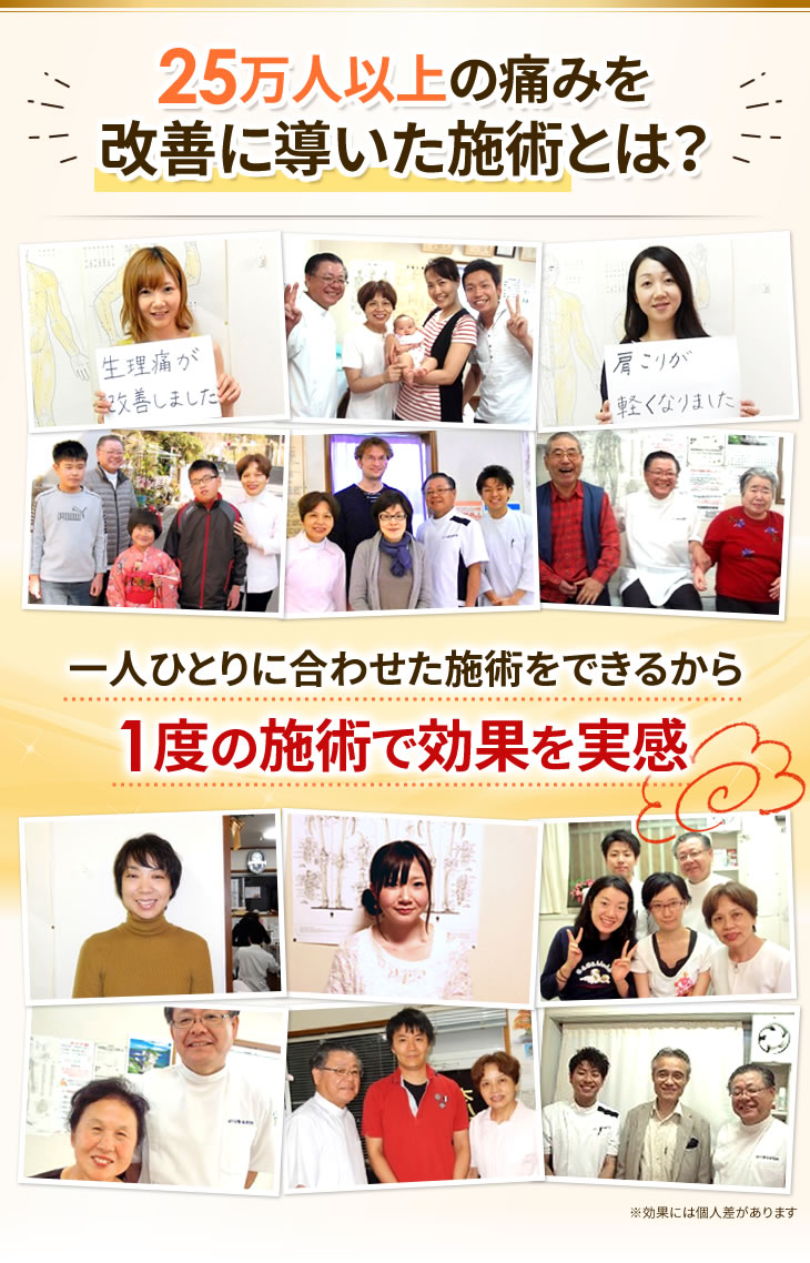 25万人以上の痛みを改善に導いた施術とは?