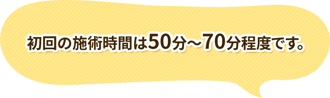 初回の施術時間は50分~70分程度です。